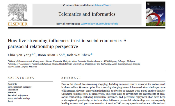 Dr. Yang Chia Yen Publishes in Telematics and Informatics