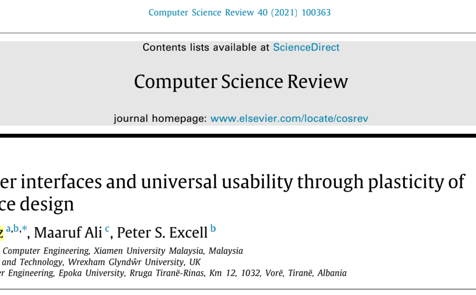 Dr. Mahdi H. Miraz Publishes in Top SCI Journal in Computer Science