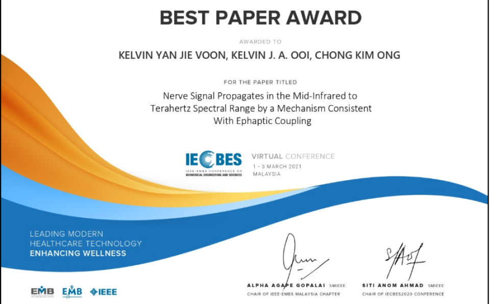 XMUM Undergraduate Wins Best Paper Award at IECBES 2020 (2)